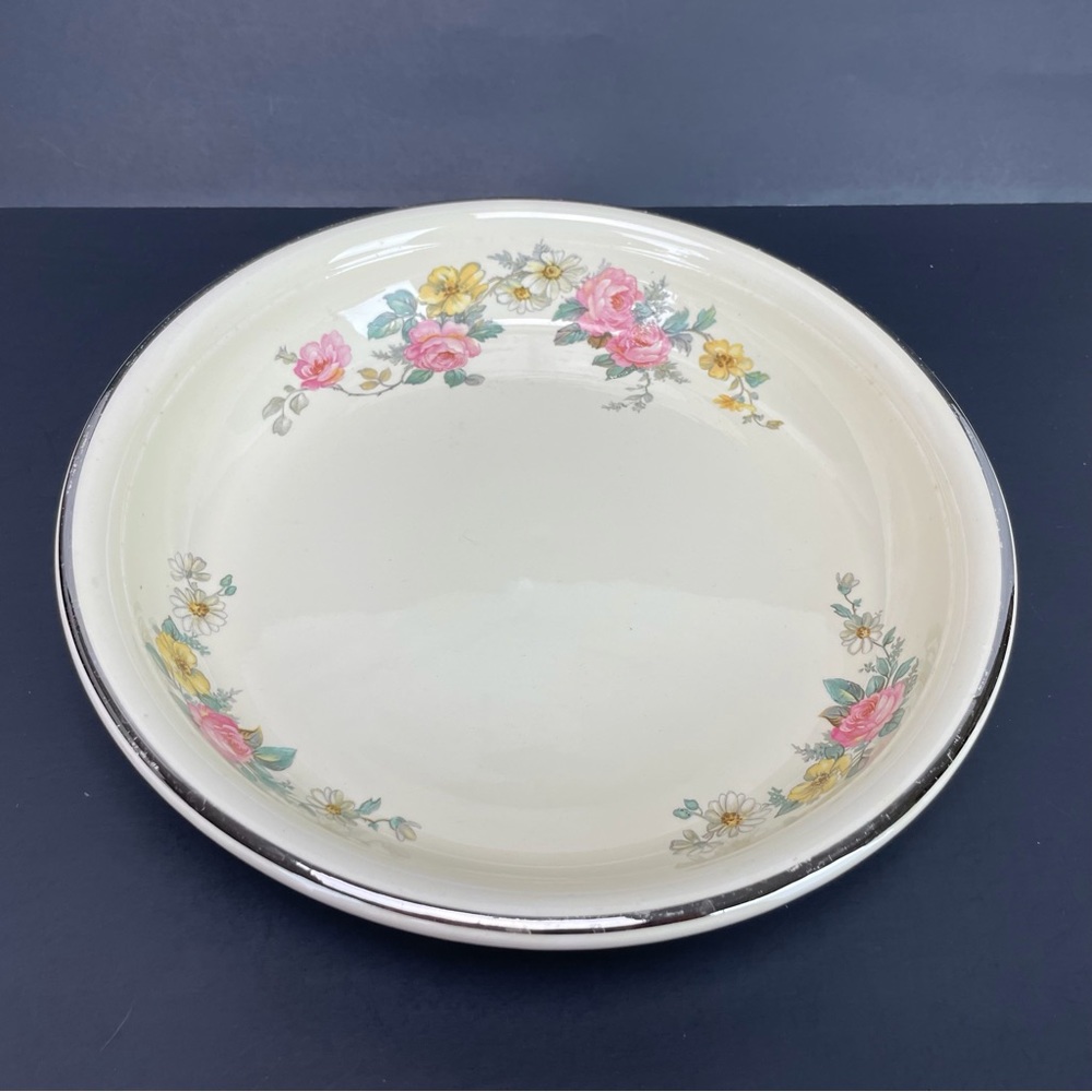 Vintage Homer Laughlin OvenServe Pie Plate Dish Virginia Rose De Lux Chromo Tone